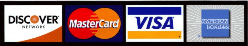 We Accept Visa, MasterCard, Discover and Amex